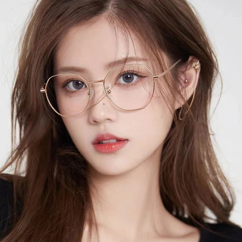 近视眼镜女可配度数多边形眼睛框