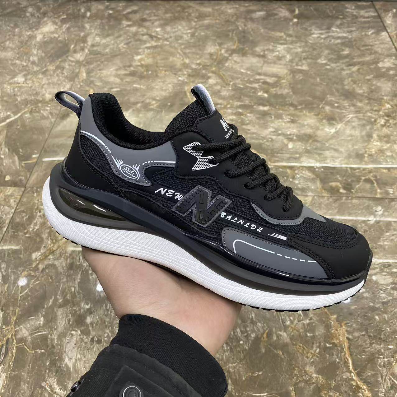 春季新款网面潮流增高厚底运动鞋韩版帅气爆米花软底正版ins男鞋