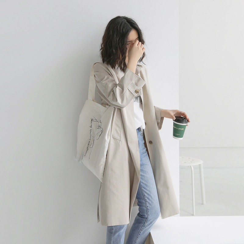 风衣女中长款春秋2020新款小个子大衣韩版宽松百搭矮个子外套ins