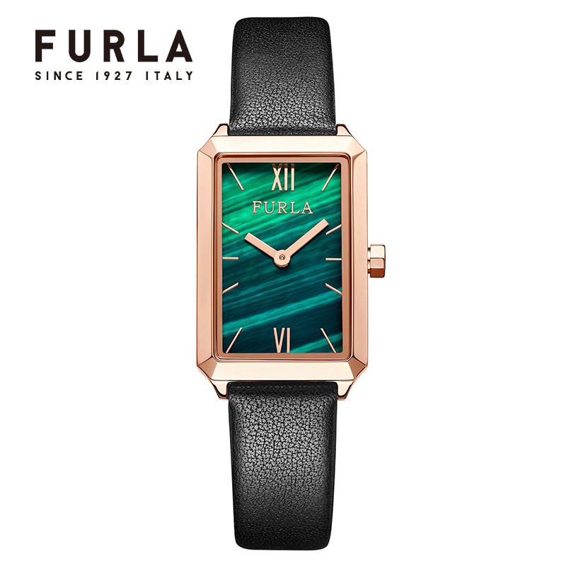 furla芙拉手表女方形石英女表防水女士皮带时尚品牌正品小绿表