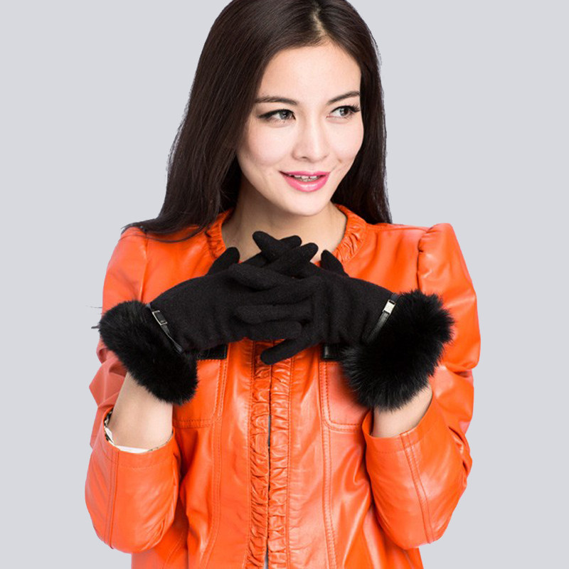 韩版羊毛手套冬天女士百搭加绒加厚保暖防风防寒简约骑行羊绒手套