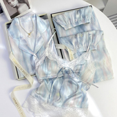 吊带四件套春秋款 2025新款 夏季 猫人冰丝睡衣女短袖 薄款 送闺蜜礼盒