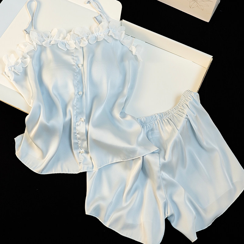 猫人冰丝睡衣女款夏季吊带短裤带胸垫2025新款高级感送闺蜜礼盒装