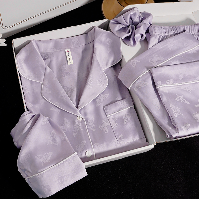 猫人冰丝睡衣女夏季薄款2025新款短袖三件套四季款送闺蜜妈妈礼盒