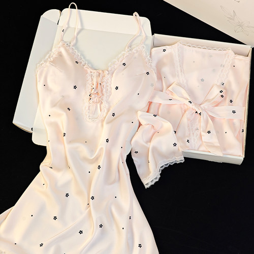 猫人冰丝吊带睡裙女夏季薄款性感睡衣带胸垫纯欲风送闺蜜女友礼盒