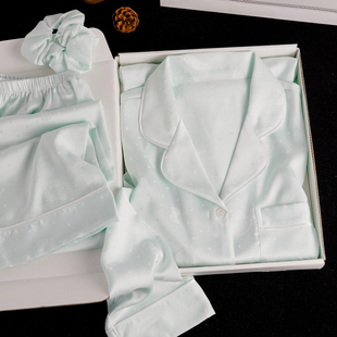 猫人冰丝睡衣女带胸垫春秋款夏季高级感KT猫甜美送闺蜜女友礼盒装