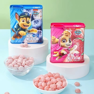 亿智汪汪队果汁软糖罐装 软糖儿童零食糖果 105g蓝莓味草莓味铁盒装