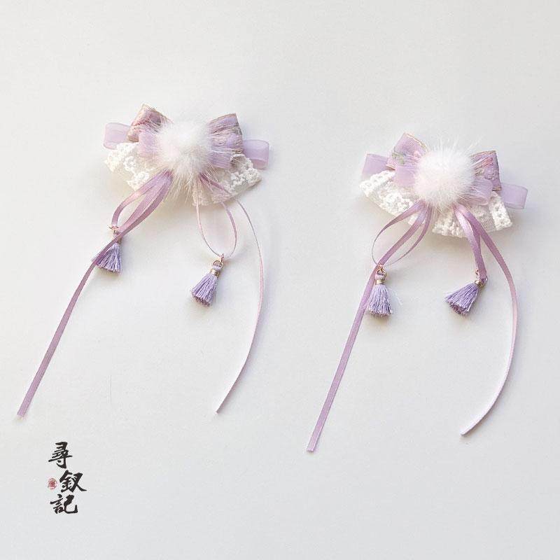 原创秋季新款儿童甜美飘带蝴蝶结发夹毛球古风发饰对夹女童头饰品,饰品/流行首饰/时尚饰品新,发饰,淘宝优惠券,粉丝福利购,淘宝优惠卷