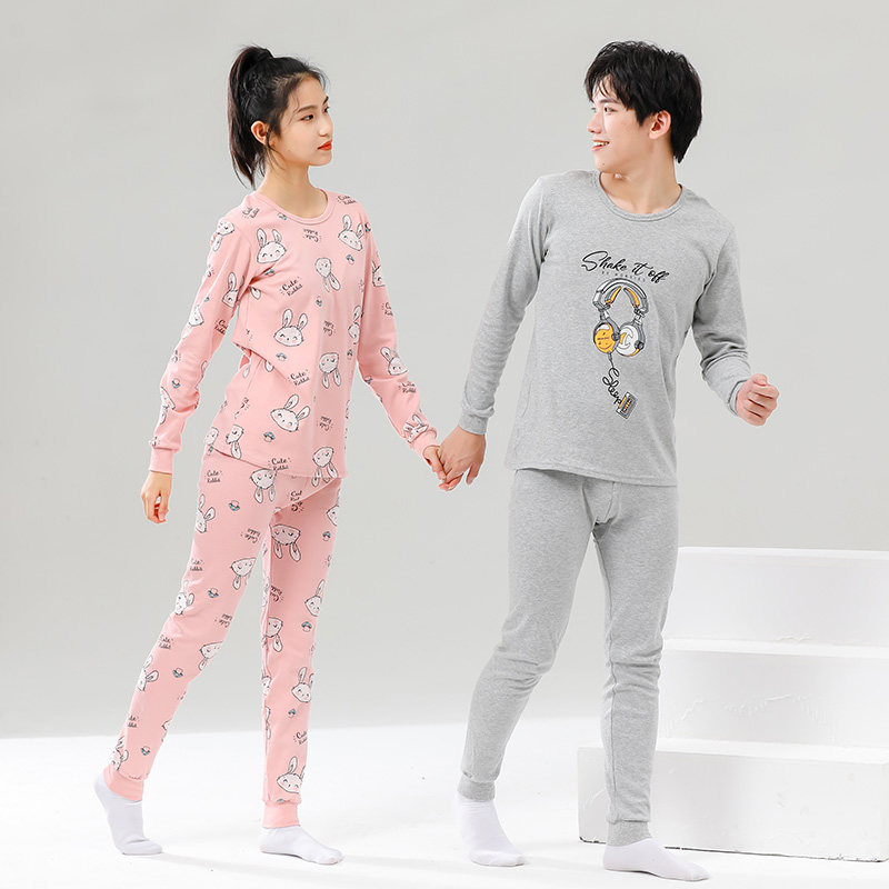 CAMKIDS中大童秋冬季纯棉A类内衣套装青少年秋衣秋裤全棉家居服