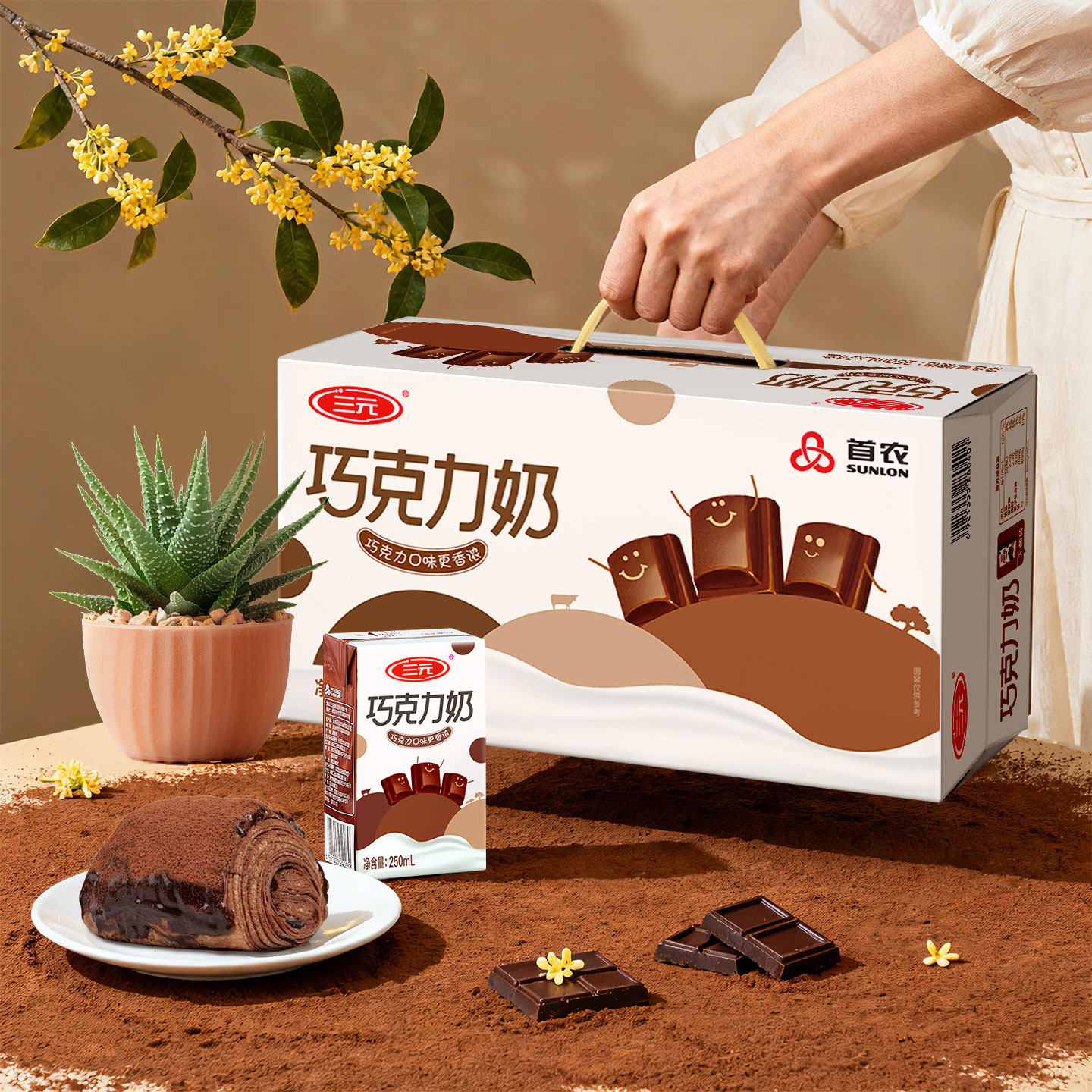 三元巧克力牛奶250ml*24盒*2提儿童学生营养早餐奶饮品