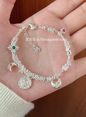 足银999黄财神胖福手工盘缠手链