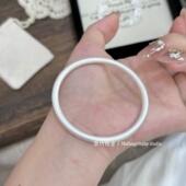 足银999.9实心古法银手镯素圈磨砂闭口纯银手环百搭银镯子礼物