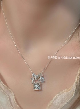 破碎都市爆闪纯银十字架银锁项链