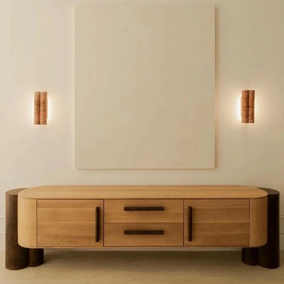 中古电视柜复古北欧简约圆弧电视柜客厅电视柜餐边柜储物柜法式