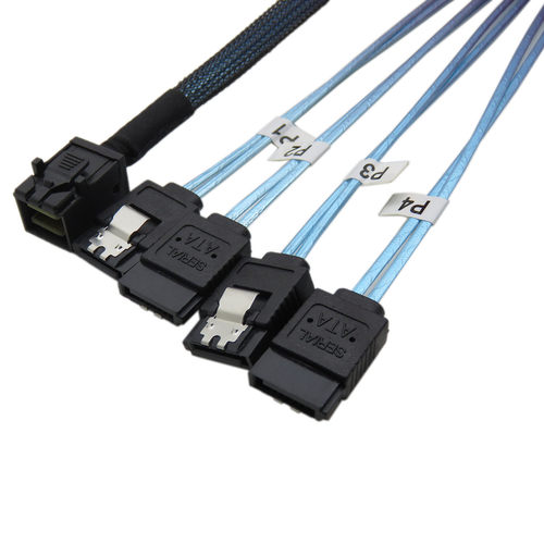 服务器HD MINI SAS SFF 8643转4 SATA 7P 90度阵列卡硬盘数据线 - 封面