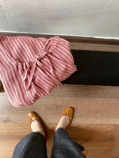 14支西瓜粉条纹亚麻14支色织宽度1.4米夏季 面料布料 服装