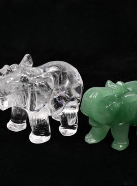 天然白水晶纯手工雕刻东陵玉大象