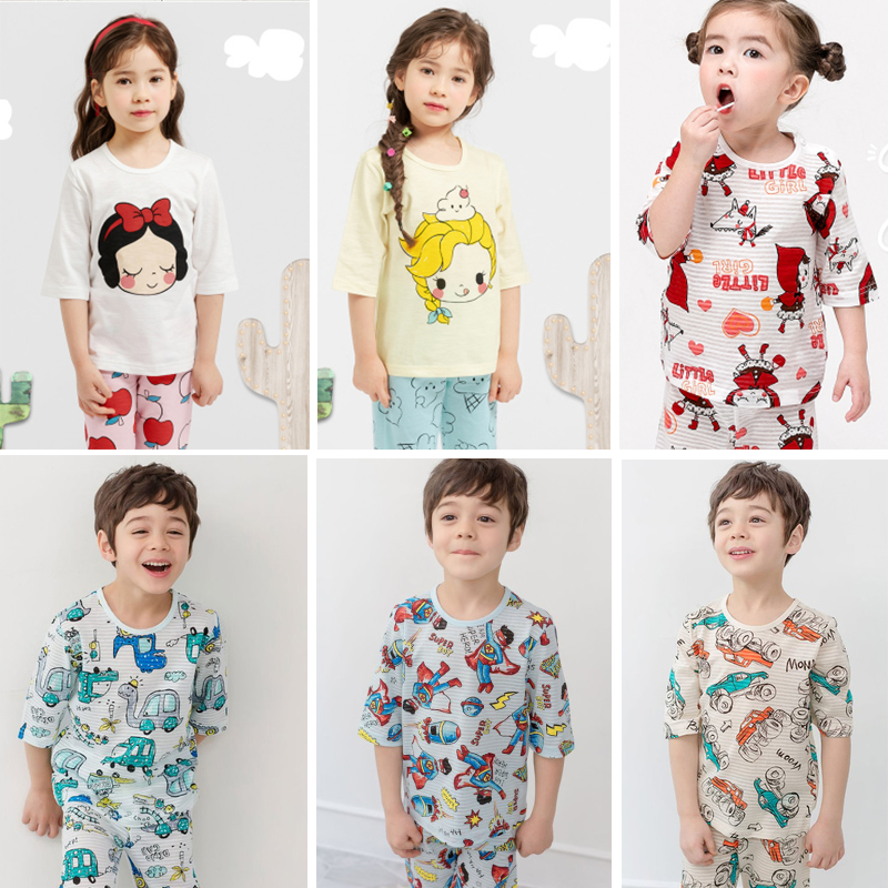 4折 现货 春夏款 儿童男女童纯棉舒适透气睡衣七分家居服套装,童装/婴儿装/亲子装,家居服套装,淘宝优惠券,粉丝福利购,淘宝优惠卷