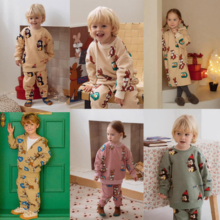 5折 现货韩国PRANKSOME 秋冬款儿童印花运动衫+裤子+卫衣裙