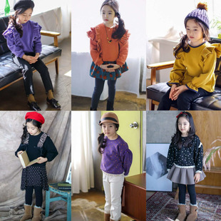 儿童女童圆点点木耳边卫衣运动衫 95cm 小众潮牌秋冬款 2折现货