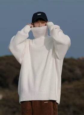 Cleanfit纯色高领毛衣男oversize
