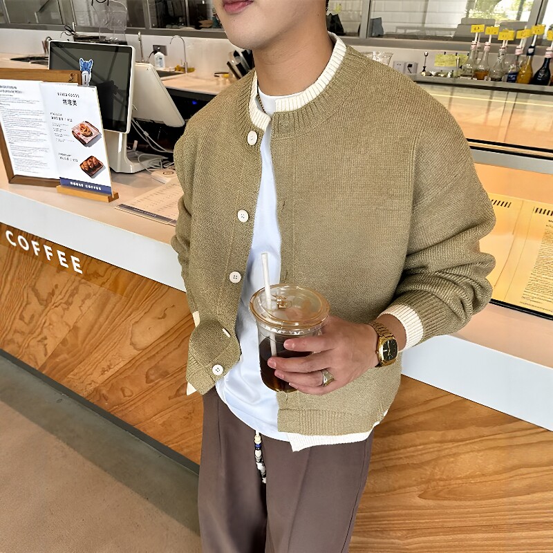 新款秋冬高级感假两件开衫毛衣