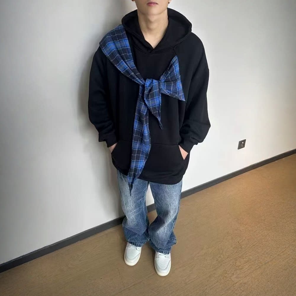 美式蝴蝶结绑带连帽卫衣男女春秋