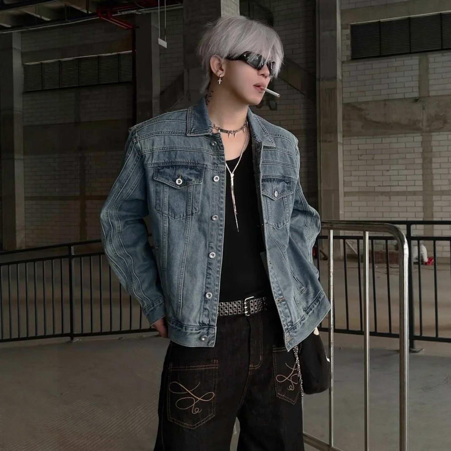 美式复古水洗做旧牛仔外套男春秋