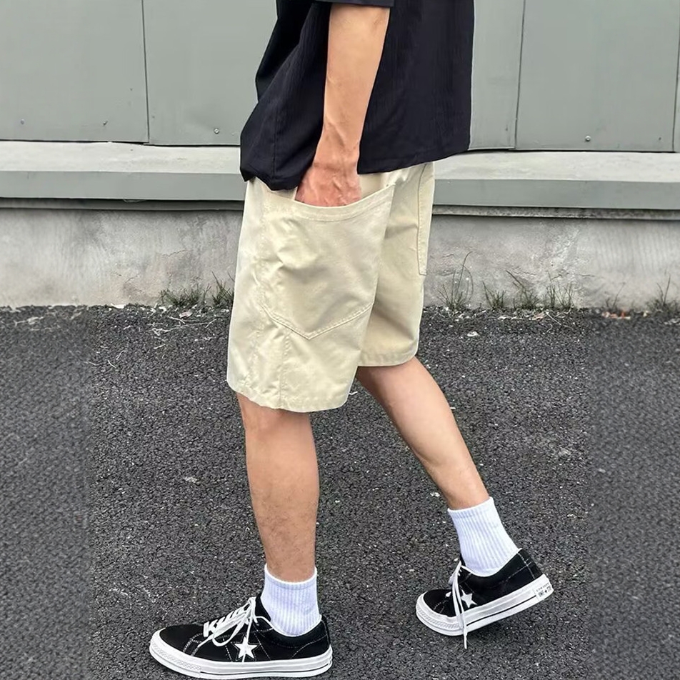 藏青色五分工装短裤男款夏季薄款冰丝速干裤子美式篮球运动大裤衩