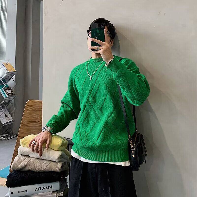 韩国原版慵懒风针织衫纯色几何