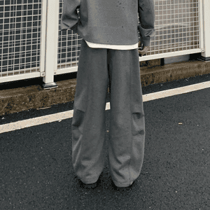 深灰色弯刀卫裤男款秋季美式复古A字版型裤子直筒阔腿休闲运动裤
