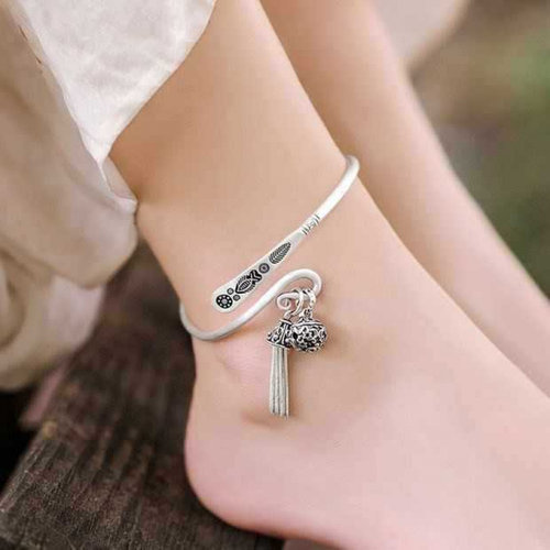 镀银古风脚链女款0056