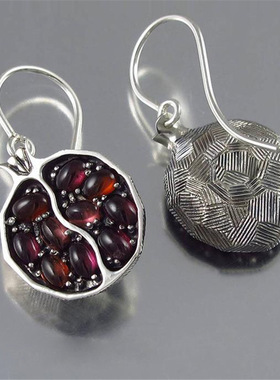 亚马逊热卖饰品复古新款波希米亚红色石榴籽女耳坠欧美风耳环