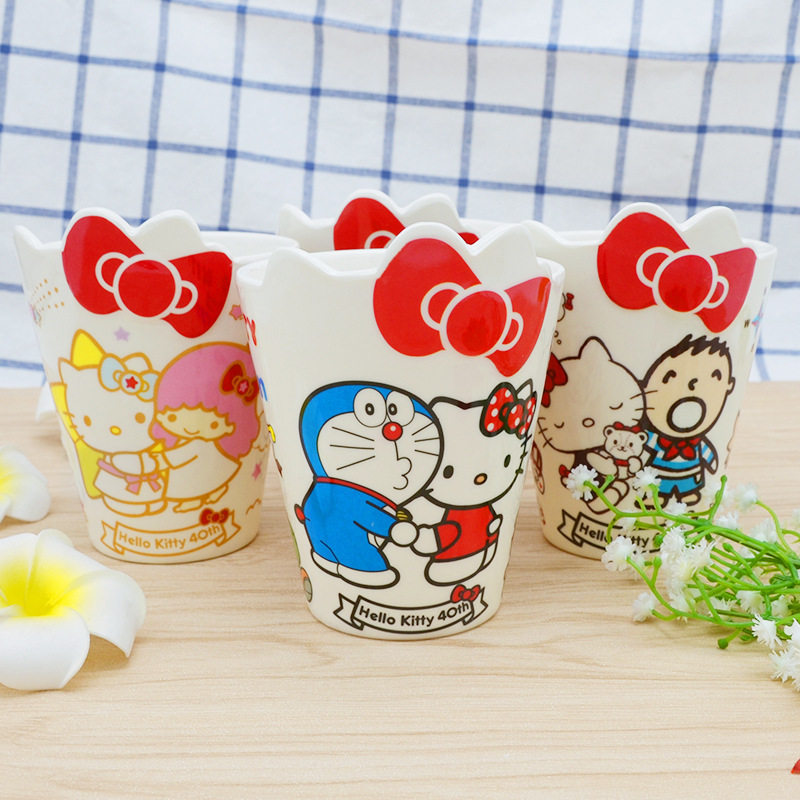 日式卡通可爱儿童学生喝水杯家用创意密胺仿瓷耐摔杯子小孩牛奶杯