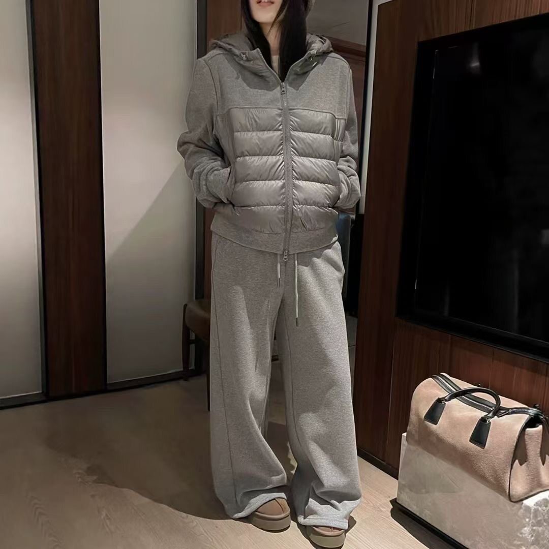 SY欧洲站新款时尚高品质连帽羽绒服外套休闲裤两件套休闲保暖套装