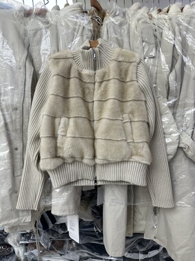 SY韩系新时尚高品质毛毛袖子拼接短款拉链内胆羽绒小个子保暖外套