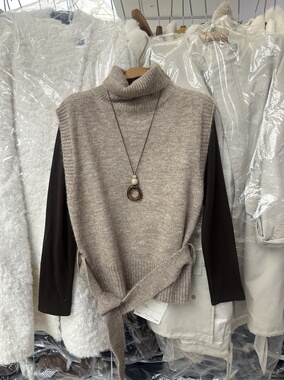 SY韩系新款时尚高品质高领宽松休闲百搭针织衫打底两件套上衣女
