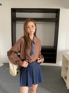 带胸针宽松显瘦减龄百搭衬衫 CB法式 设计感小众翻领长袖 新款 女 时尚