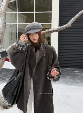 SY韩系新款时尚立领高品质雪尼尔加棉巨保暖大衣外套系带显瘦大衣