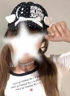 nah辣味少女棒球帽古早味千禧波点翅膀波点刺绣遮阳帽春夏千禧y2k