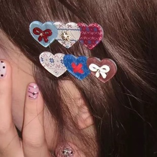 nah费尔岛初雪小众ins爱心雪花镶钻发夹碎发夹刘海边夹古早少女心