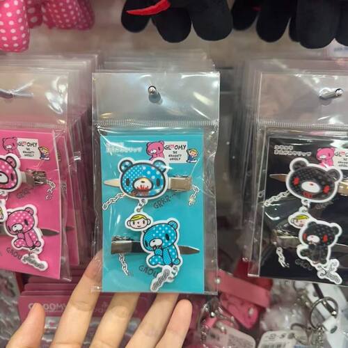 GloomyBear暴力熊链条发夹亚克力吊坠鸭嘴夹二次元少女侧边刘海夹