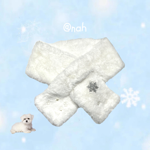 nah小雪人 韩系毛绒围巾冬日可爱保暖百搭围脖雪花仿兔毛甜美Y2K