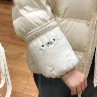 学生羽绒服防污耐脏毛绒少女心 套加长款 nah秋冬新款 可爱小海豹袖