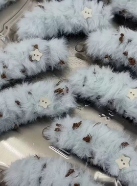 nah手作韩系甜美可爱毛绒香蕉夹马尾竖夹星星海盐后脑勺发饰头饰