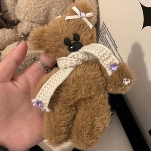 nah憨豆先生小熊可爱搞怪发夹围巾蝴蝶结毛绒秋冬发饰甜酷千禧Y2K