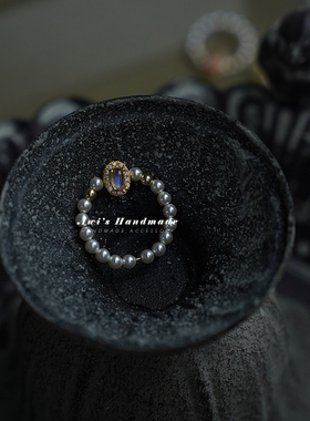 海纹石欧泊月光石天然宝石戒指