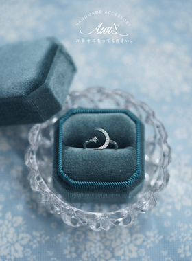 纯银日系星星月亮开口戒指