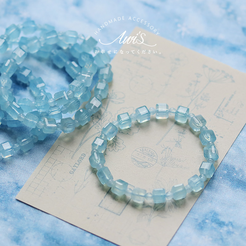 天然海蓝宝清新天空蓝婴儿蓝手串
