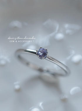 幻想紫坦桑石925银细戒指